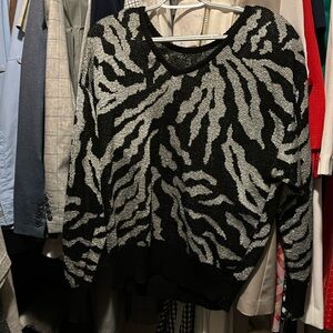 TJW Mervyns Zebra Sparkle sweater with shoulder pads